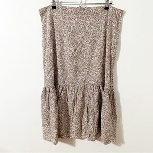 H & M all Over Floral Patterned Prairie Skirt Ruffled Hem Invisible Side Zipper
